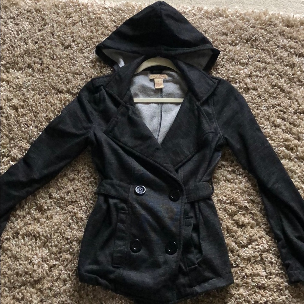 hooded light peacoat jacket